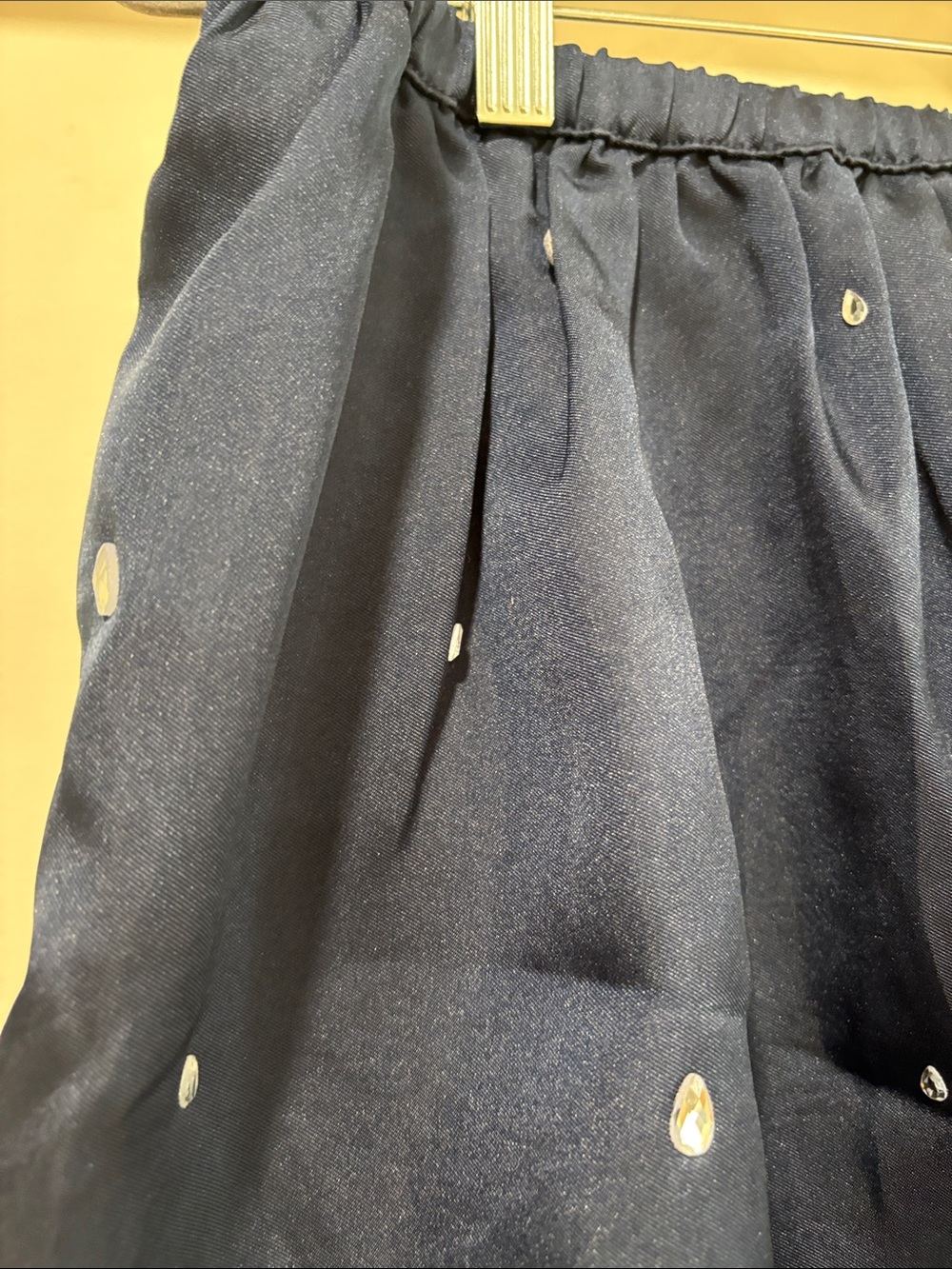 LOFT Navy Blue Jeweled Ruched Bubble Mini Skirt, Size M, NWT - Picture 6 of 9